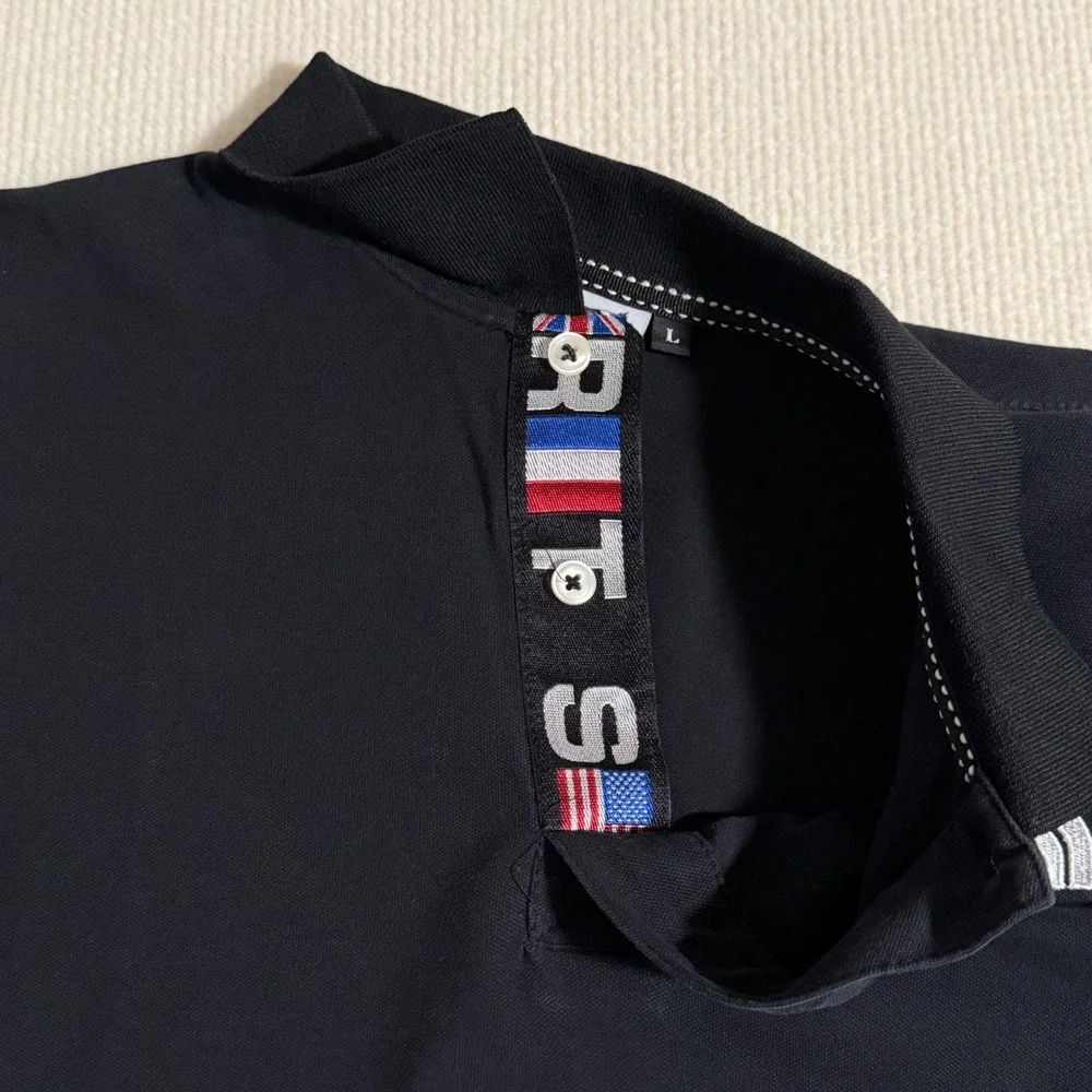 RARE Vtg The North Face Polo Shirt USA Britain Flag Placket Heritage Logo Mens L